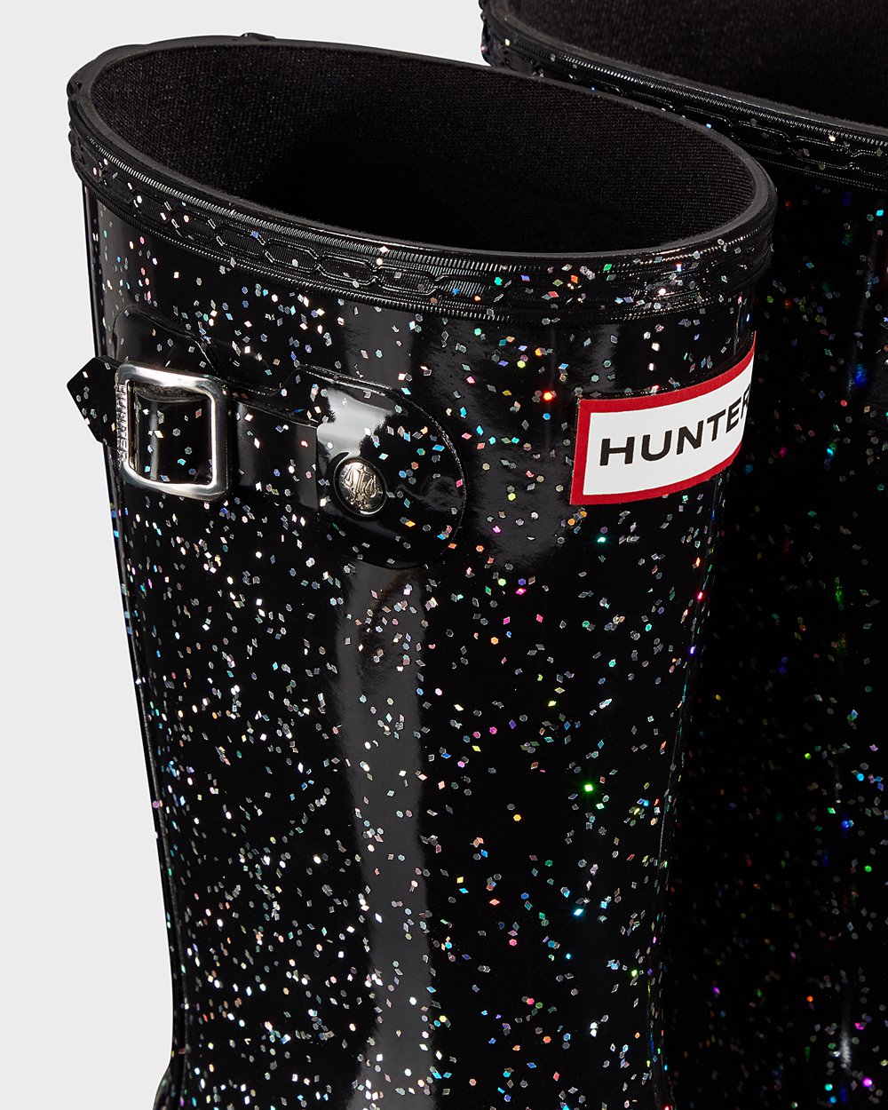 Kids Hunter Original Big Giant Glitter - Rain Boots Black - 3548-UXNMK